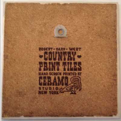 Tile back with Country Print Tiles/Ceramo Studio imprint.: Image: Worthpoint.com