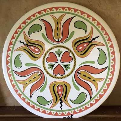 Tile: Pennsylvania Dutch, Tulips (TK), Round