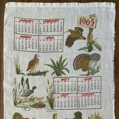 Towel, Calendar: Massachusetts Audubon Society, 1965