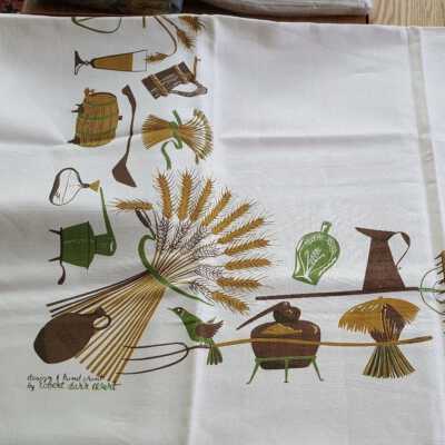 Contents of gift box.: 52” x 52” tablecloth depicting the ingredients for, and the brewing of, beer/ale, as well as the distillation of spirits.