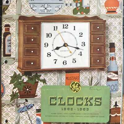 GE Clocks 1962-1963 catalog containing “Theme of Time” cordless clock.: PKM collection. Image: PKM