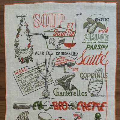 Towel, Wallhanging: Motif Gourmet, Mushrooms 285, Orange