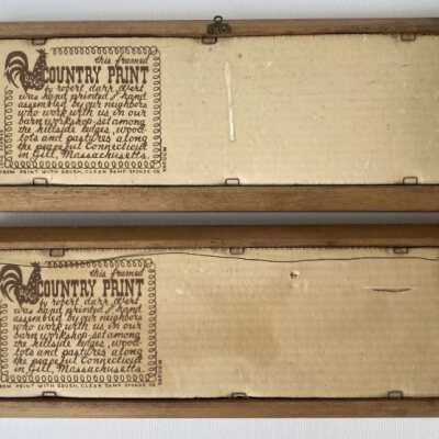 Back of frames with Country Prints branding.