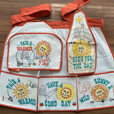 Matching Good Day toaster cover, wine bottle cover and apron; see “Kitchen Accessories” entries.: PKM collection.