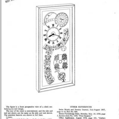 Patent for box clock, Des. 191,712, see link.: Patent is specifically for clocks with silkscreened designs on  linen applied to the face and set in a box frame. Image: US Patent Office.