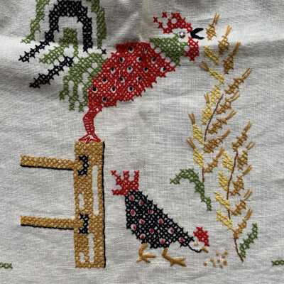 Detail of rooster and hen.