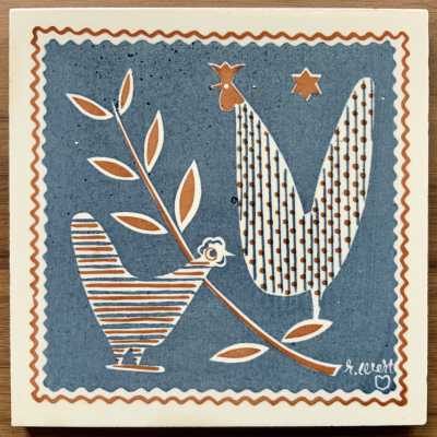 Tile: Quilts; Chickens T-15, Blue