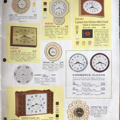 Inside back cover.: “Gourmet” cordless clock is second up from bottom left. PKM collection.