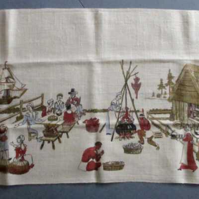 Example produced as a table runner, with no hem for twill tape, 16.5”x30”: Image: Worthpoint.com