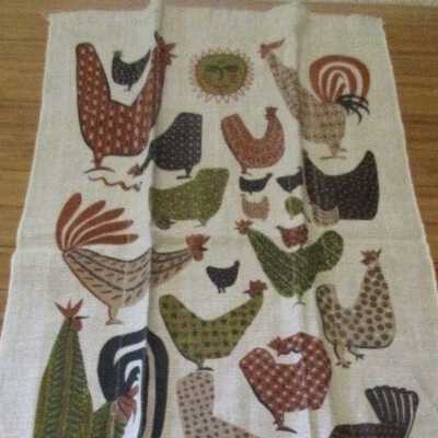 Towel/wallhanging: Calico Morn U279, reissued in the late 1960’s with updated signature lines.: Images: Worthpoint.com, unless noted; see web link.
