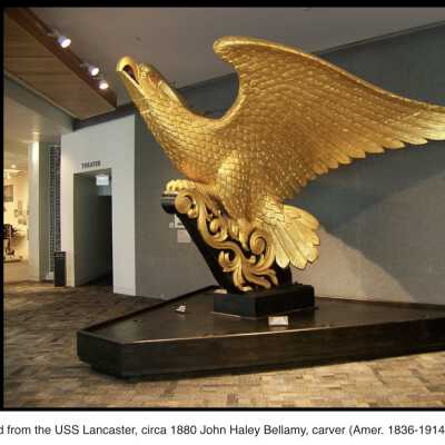 Present day image of the restored Eagle figurehead from USS Lancaster.: Image: The Mariner’s Museum; see web link.
