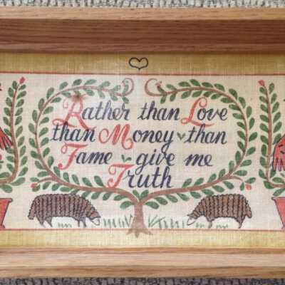Example of Give Me Truth 612-6 print in late-1950’s natural wood Country Prints frame.: Images: Nancy Richmond, Pinterest.