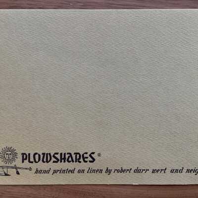Card back with Plowshares imprint.