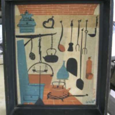Example in a black painted pine Country Prints frame.: Image: Worthpoint.com, see web link.