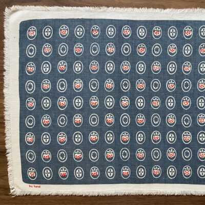 Square Dance 109 placemat in blue.: This example is a sales sample from Country Prints’ independent west coast sales representative Ruth Gauss Flynn. PKM collection. Image: PKM