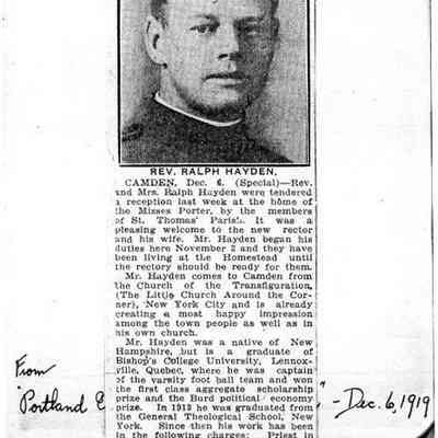 Camden Secures a Minister Who Saw Service in France