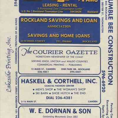 Manning's Rockland, Camden, Rockport and Thomaston (Knox County, Maine) Directory, 1982