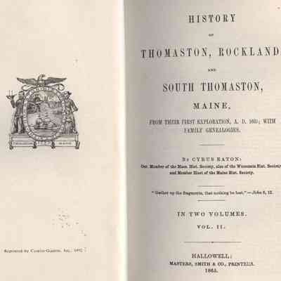 History of Thomaston, Rockland, and South Thomaston, Maine
