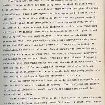 Memoirs of Mary Justice Chase