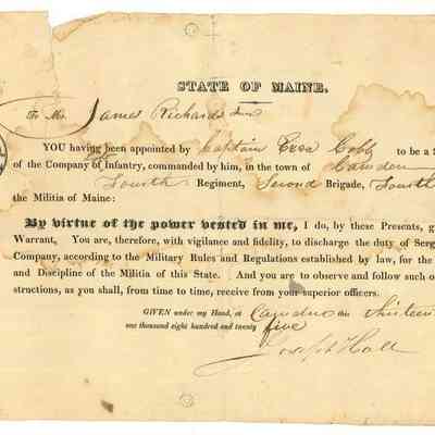 Doc 021 - 1825 James Richards Jr militia appointment