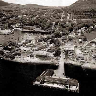 Aerial view of Camden and the Eastern Steamship wharf circa 1946: Origformat: Print-Photographic