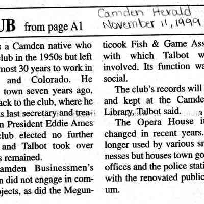 Camden Businessmen's Club history