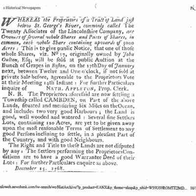 MATERIALS AND MAPS RELATED TO CAMDEN SETTLEMENT