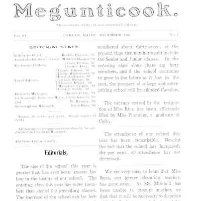The Megunticook C.H.S. - December 1906