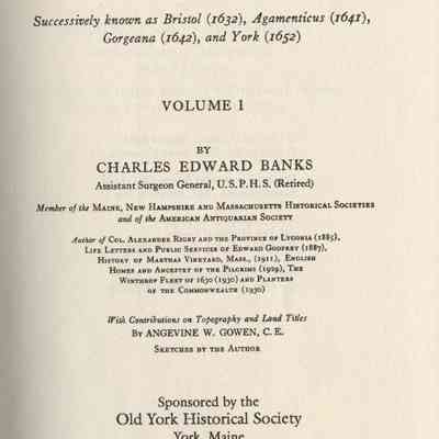 History of York, Maine. Volume 1.