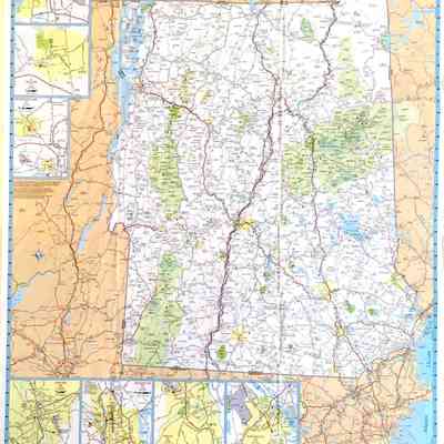 Maine New Hampshire Vermont road map