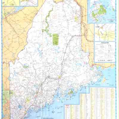 Road map Maine New Hampshire Vermont