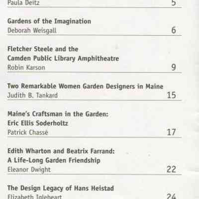 Maine Gardens Symposium booklet table of contents: Origformat: Book