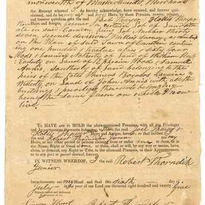 Doc 028 - 1825 Robt Thorndike Jr Lot 37 sale to Joe and Hollis Thayer