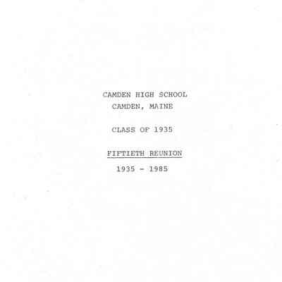 Camden High School Class of 1935 Fiftieth Reunion (1985)