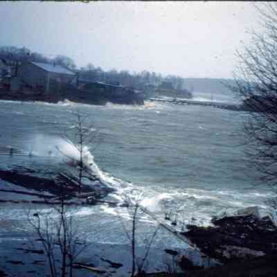 Storm surge in Camden harbor;  steamship wharf on far right: Origformat: Slide