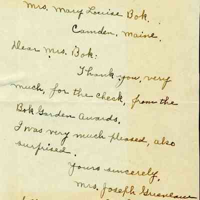 Garden Club Thank-You - 1936