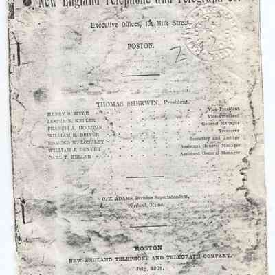 New England Telephone and Telegraph Co. Camden Directory 1908