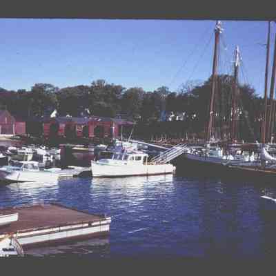 Red sheds and Camden's inner harbor, 1969: Origformat: Slide