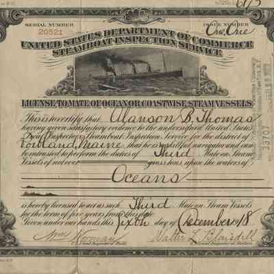Steamboat Inspection Service license to mate of ocean or coastwise steam vessels