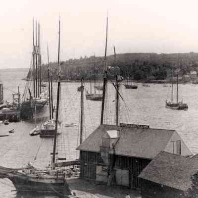 View of the Rockport Ice Co sheds circa 1909