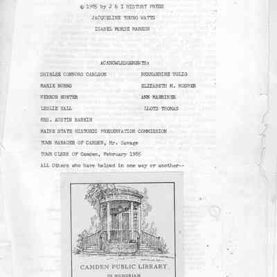 Camden-Rockport, Maine Births - Deaths- Marriages