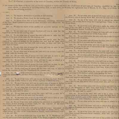 Warrant for Town Meeting 18 March 1895