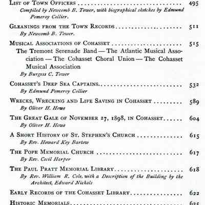 Cohasset, MA genealogy reference: Origformat: Book