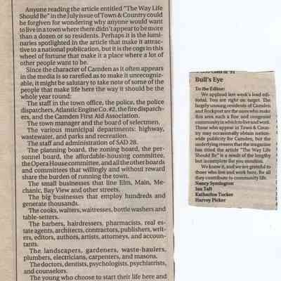 Editorial on July 1991 Town & Country article about Camden: Origformat: Other