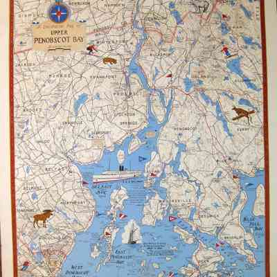 A DECORATIVE MAP OF UPPER PENOBSCOT BAY