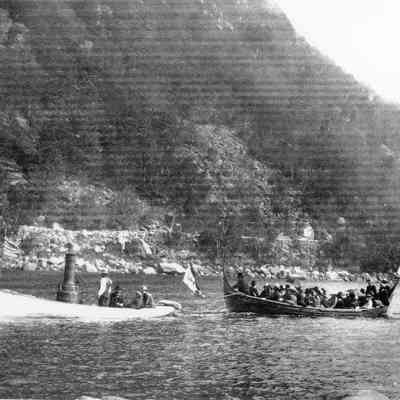 Steamer "Titwillow" towing the "Mikado" on Megunticook Lake