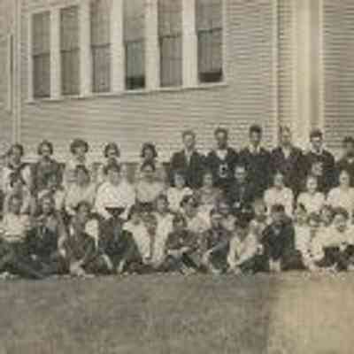 Students at Camden High School building circa 1920: Origsize: 6" x 36"
