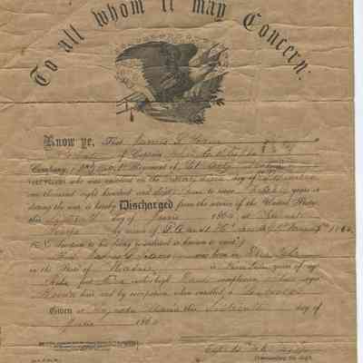Civil War discharge certificate for James Lane