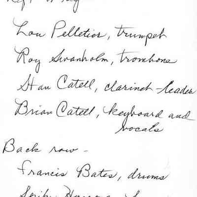 Stan Catell Band Photo-verso