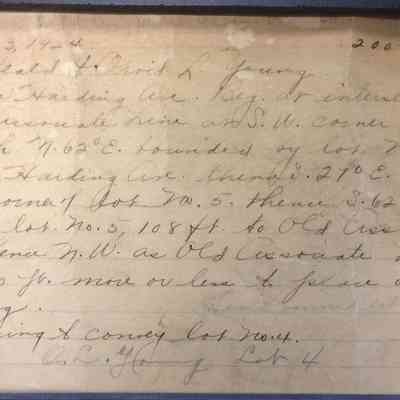 Original survey of Harden Avenue 1920